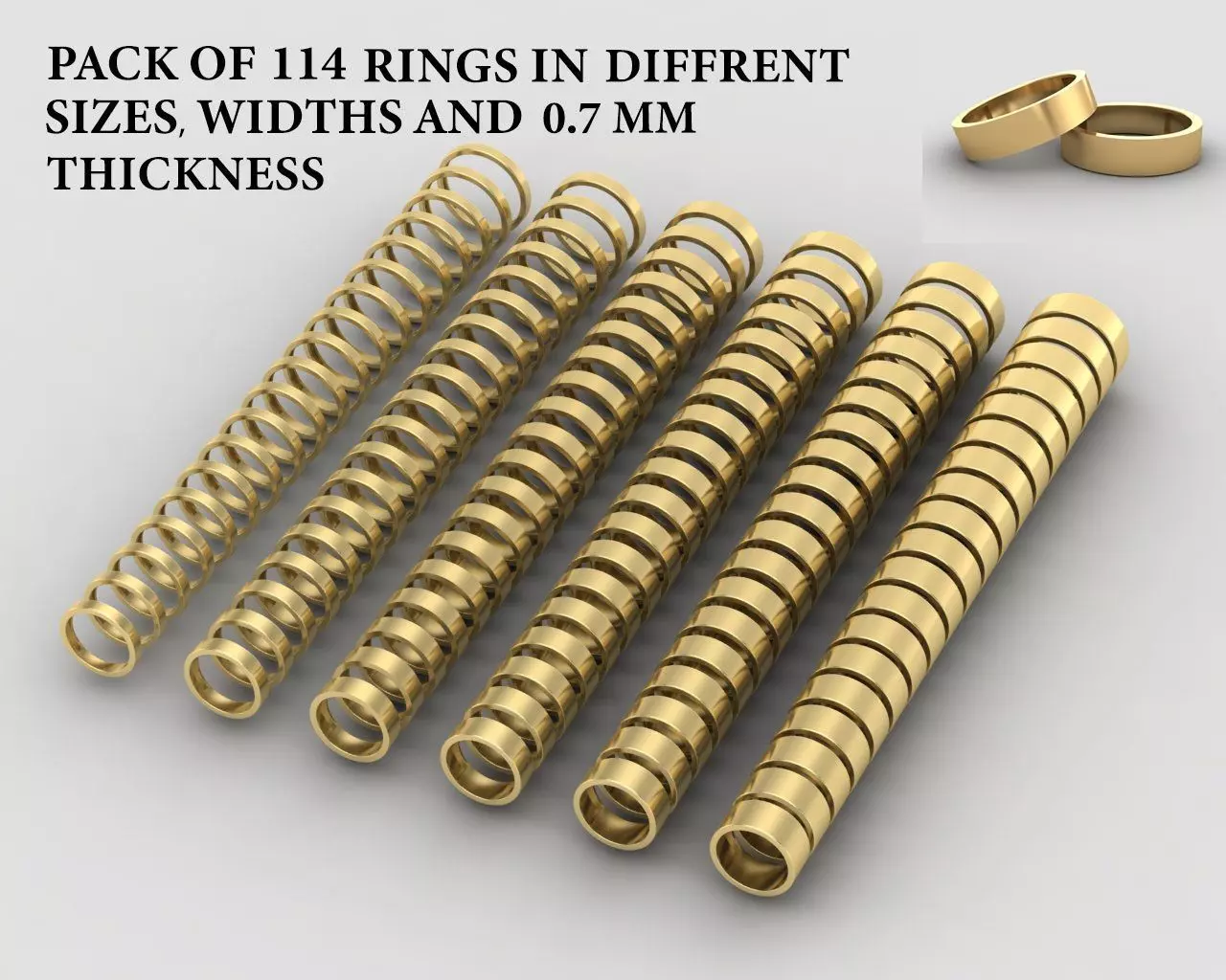 Pack of 114 rings in all sizes and widths 36-MWC 3D print model_0