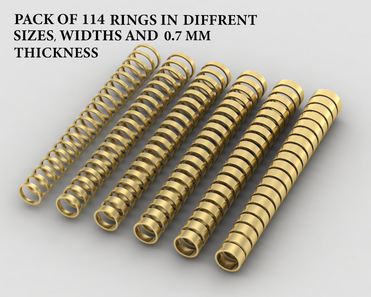 Pack of 114 rings in all sizes and widths 36-MWC 3D print model_15