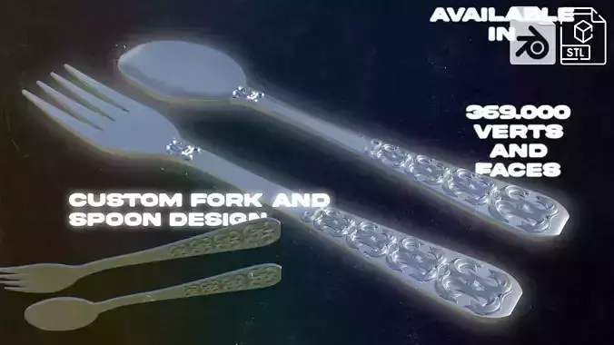 Custom Fork and spoon 3D model