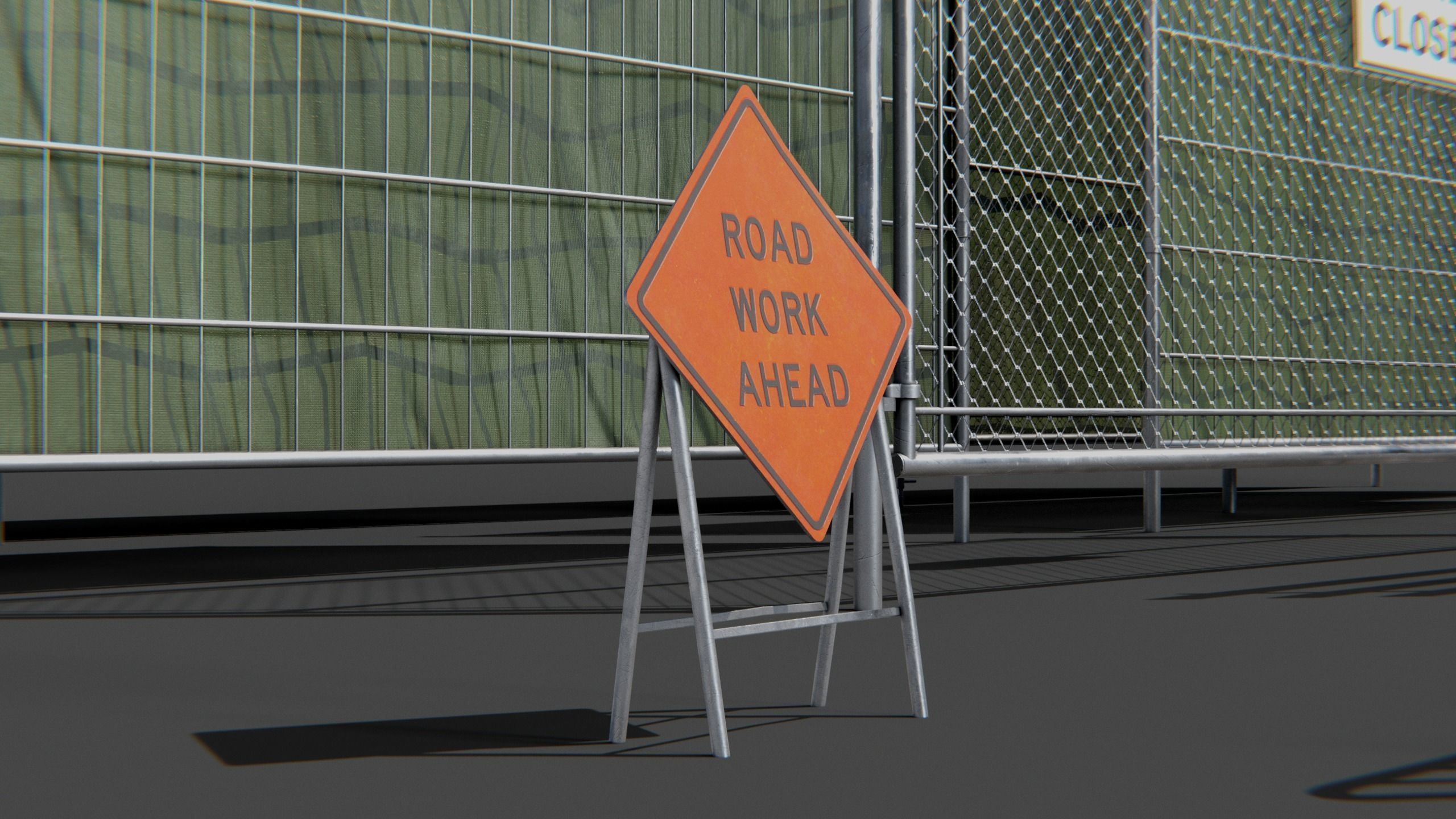 Construction Metal Fence Low-poly 3D model_2