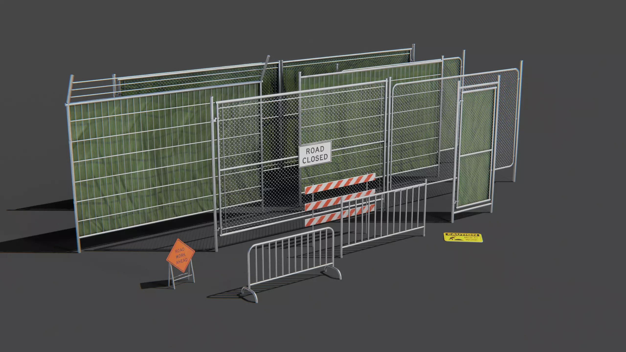 Construction Metal Fence Low-poly 3D model_0