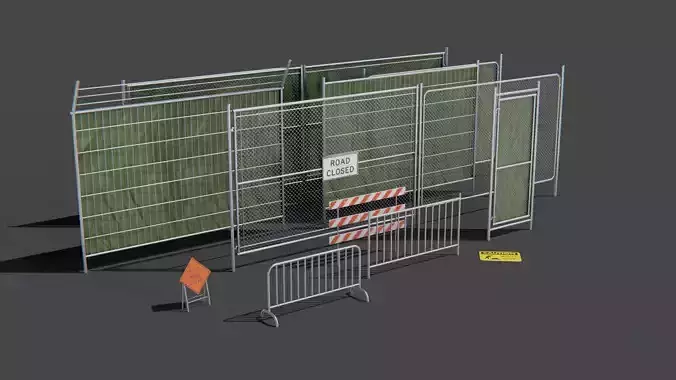 Construction Metal Fence Low-poly 3D model