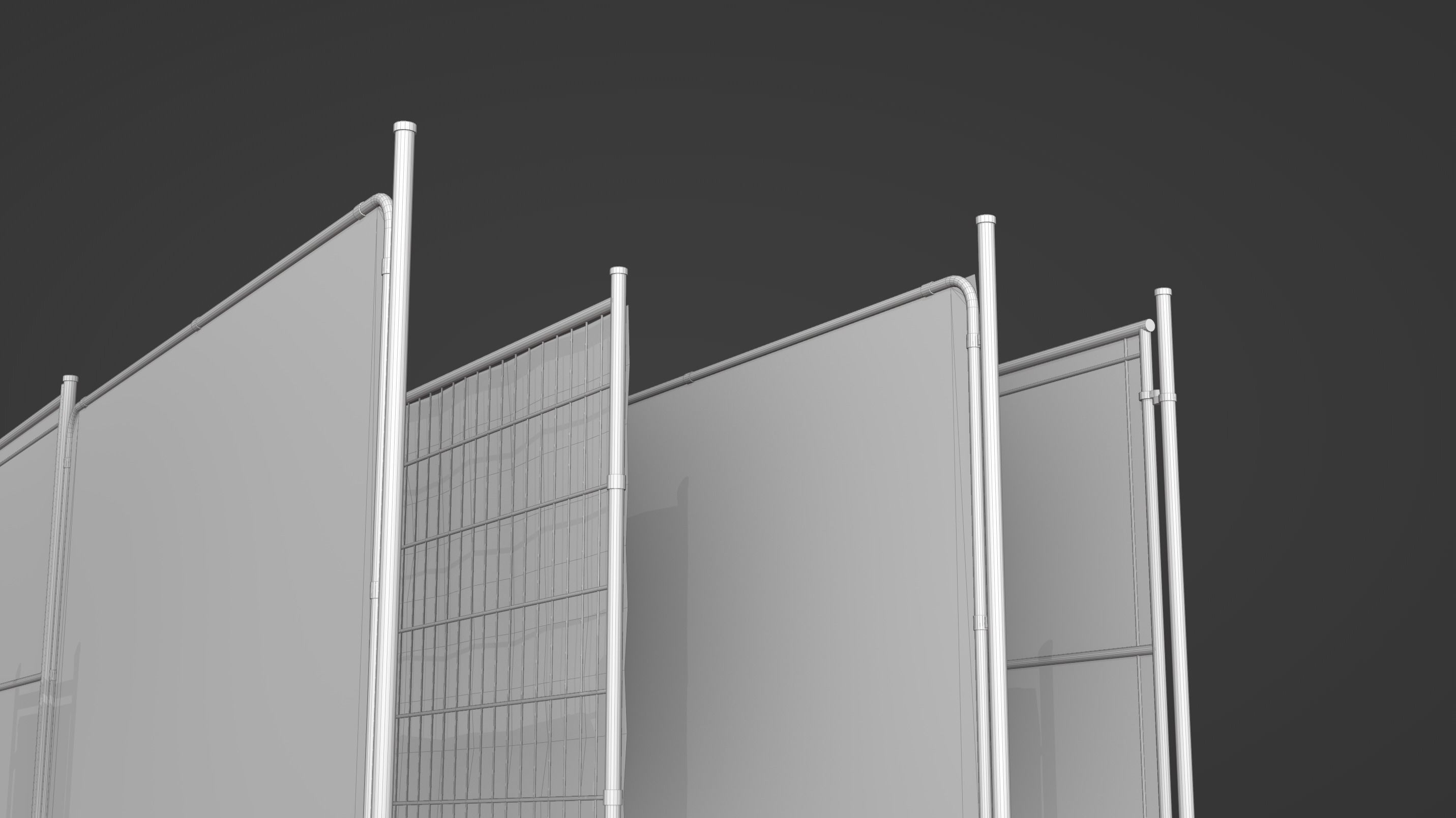 Construction Metal Fence Low-poly 3D model_5