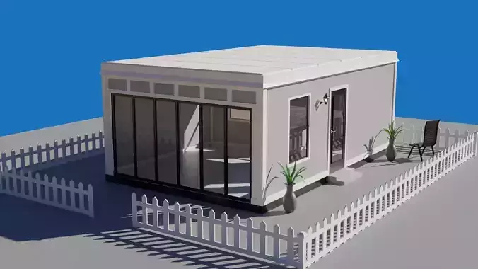 cottage tiny house with picket fence