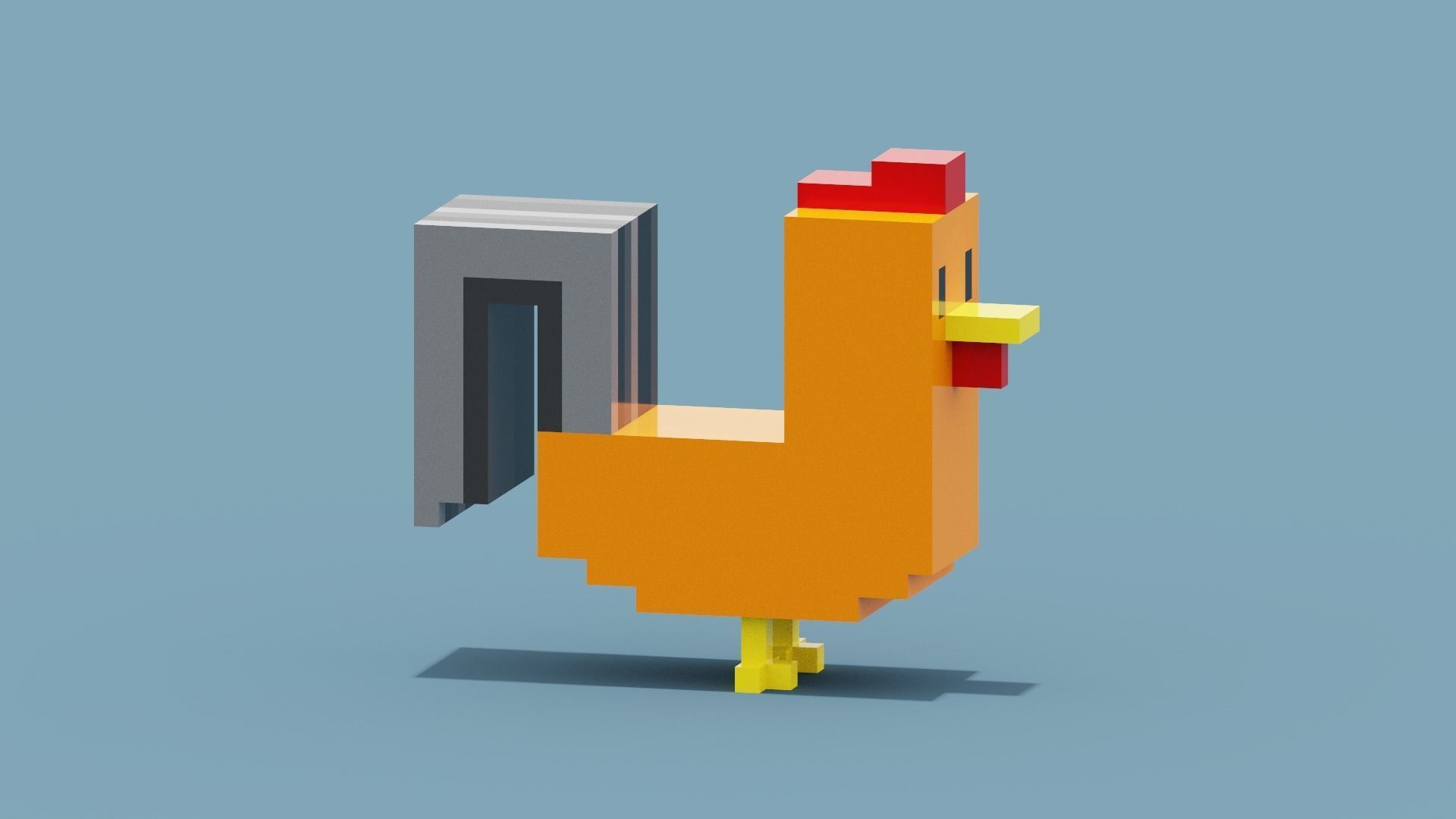 Voxel Cockerel Chicken Low-poly 3D model_11