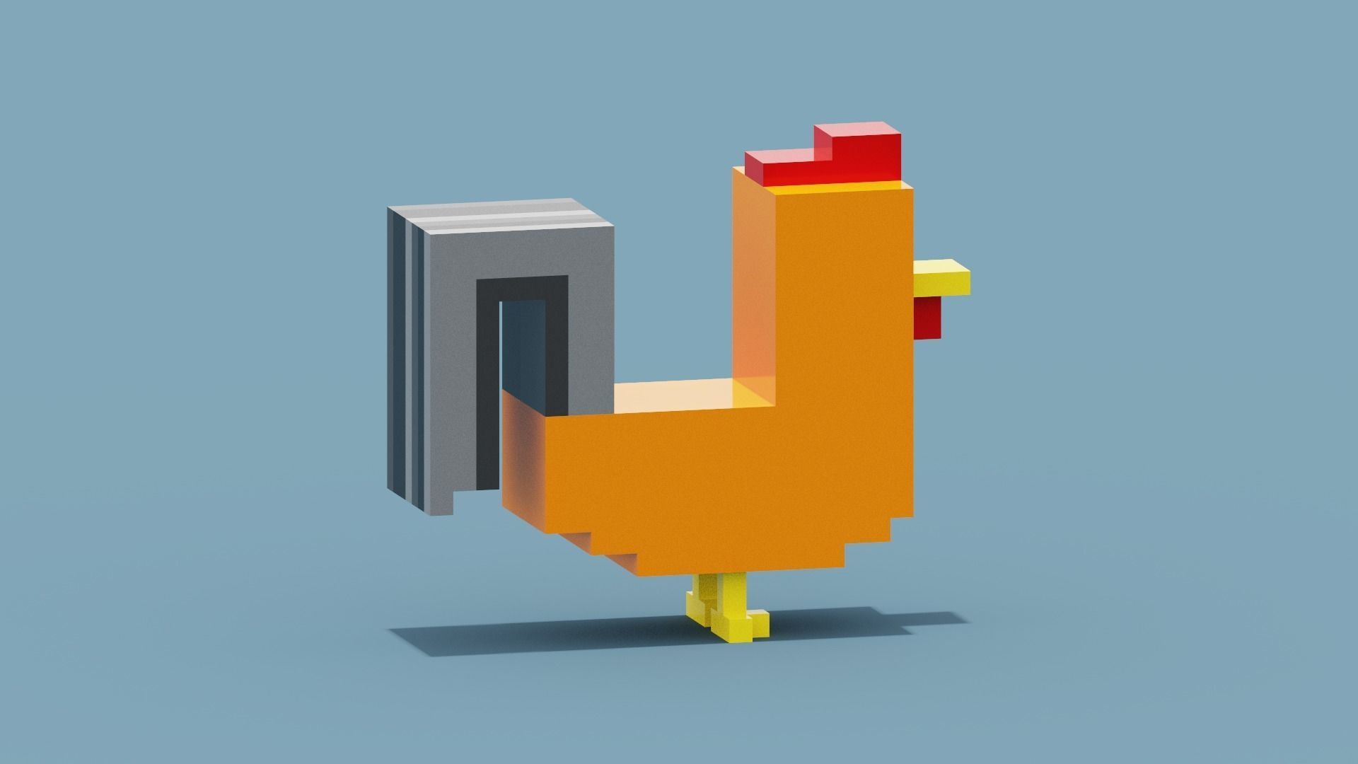 Voxel Cockerel Chicken Low-poly 3D model_10