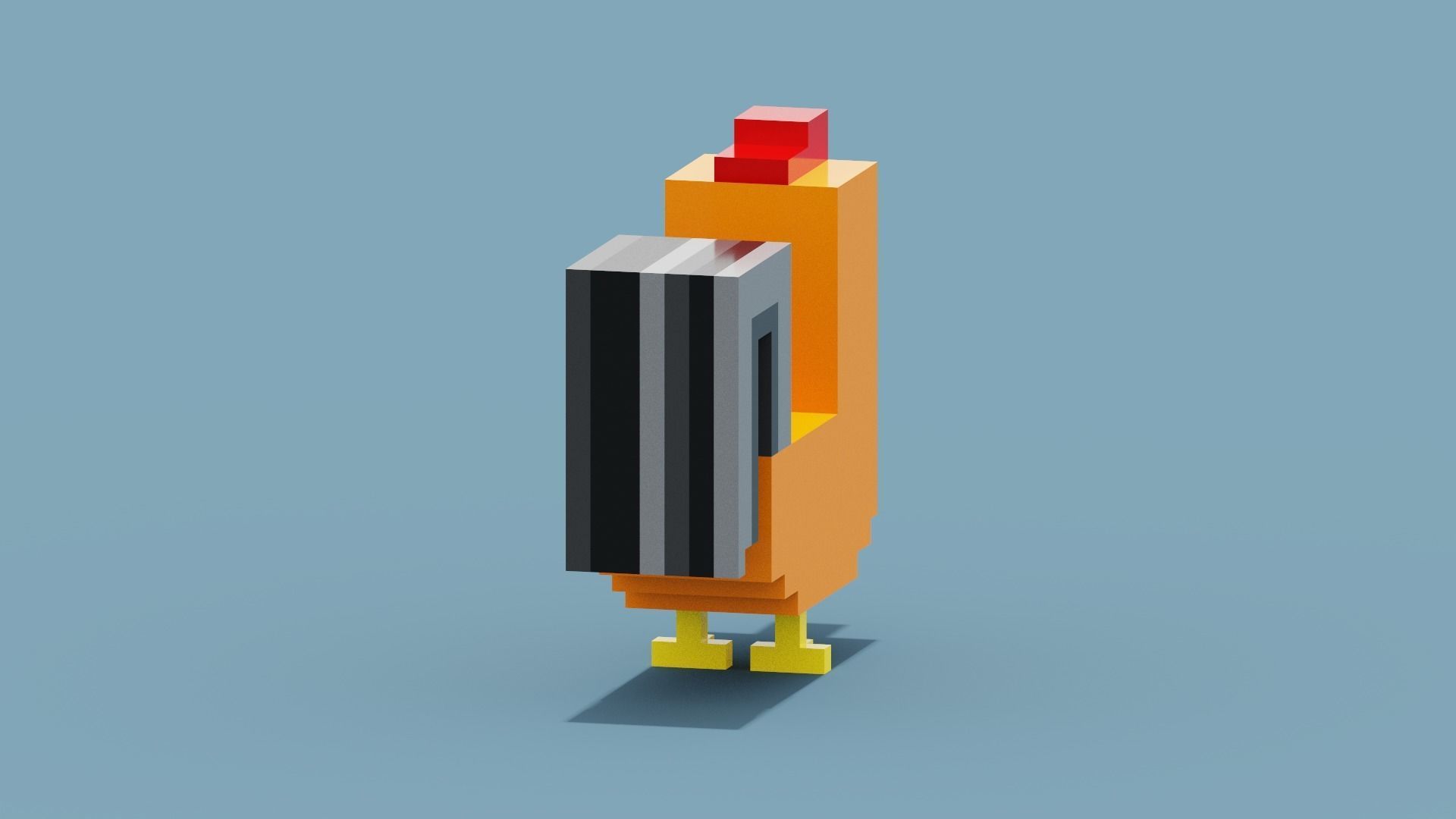 Voxel Cockerel Chicken Low-poly 3D model_8