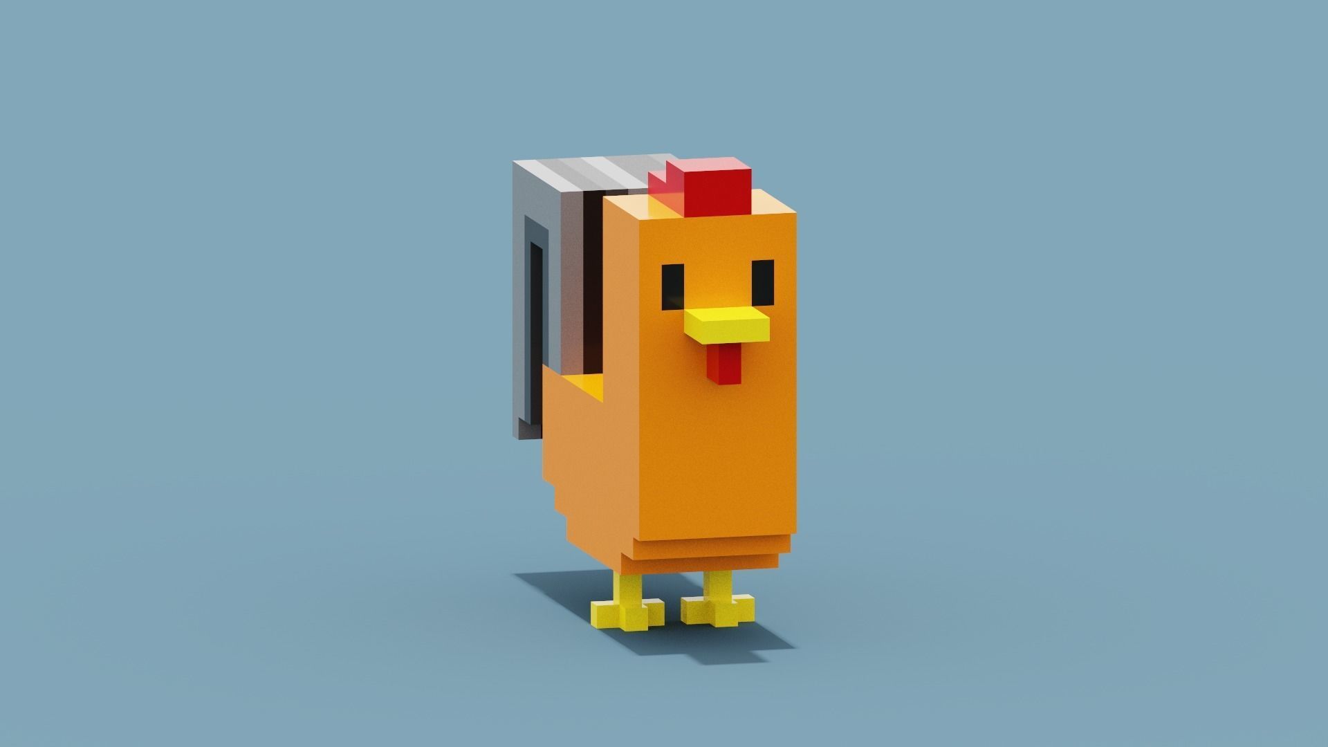 Voxel Cockerel Chicken Low-poly 3D model_1