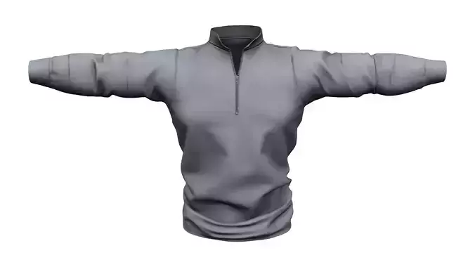 Gray Golfer Standing Collar Sports Sweater Top