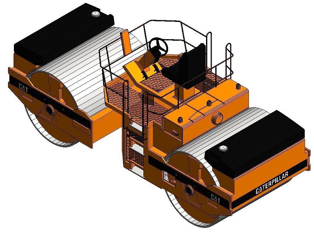 Vibratory Road Roller Compactor-15 Low-poly 3D model_3