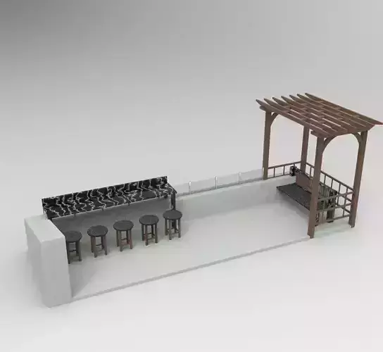 Barbecue Set outdoor bar with stools