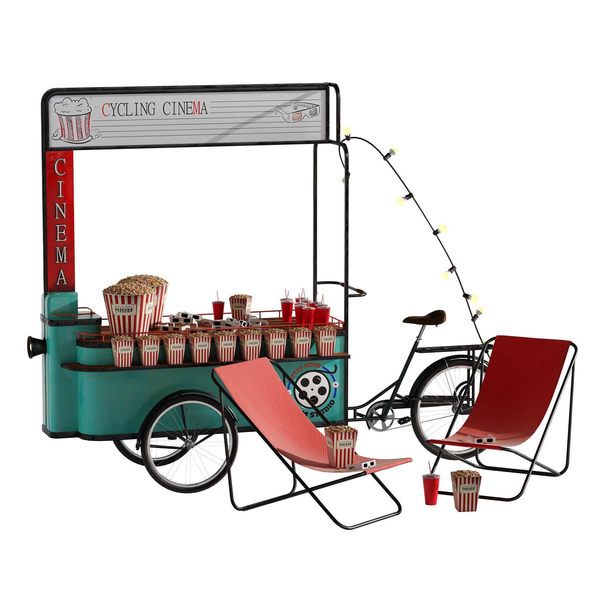 Cycling Cinema set 1 3D model_2