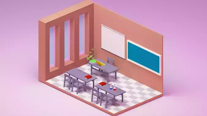 simplepoly  Classroom Low-poly 3D model
