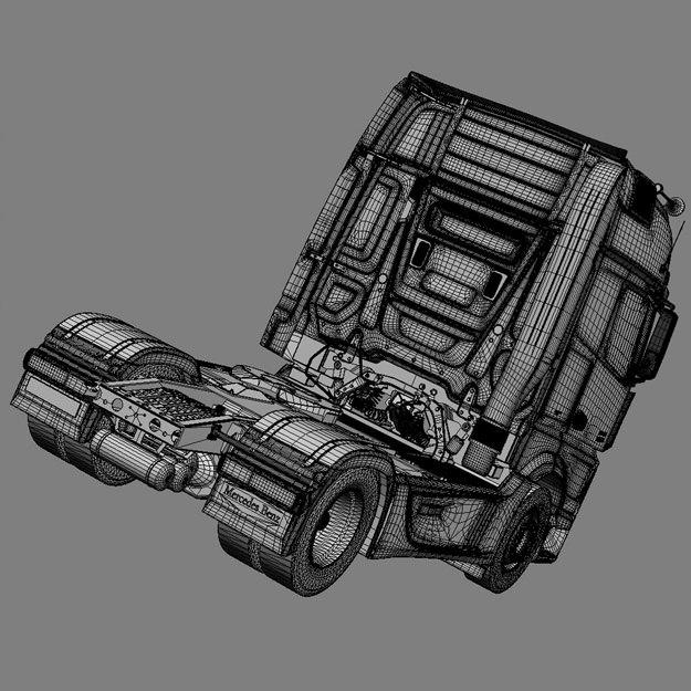 Mercedes Actros MP4 GigaSpace with 5 semitrailers 3D model_11