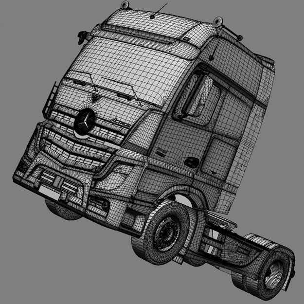 Mercedes Actros MP4 GigaSpace with 5 semitrailers 3D model_10