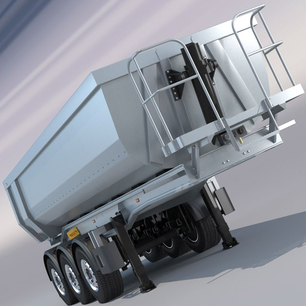 Mercedes Actros MP4 GigaSpace with 5 semitrailers 3D model_8