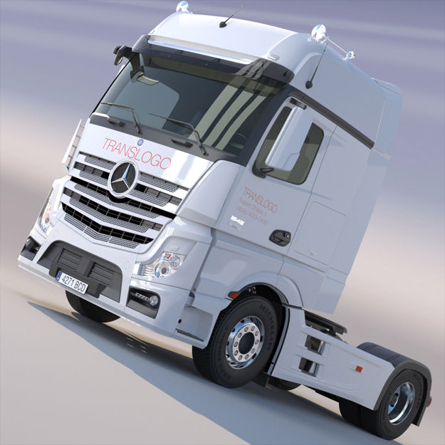 Mercedes Actros MP4 GigaSpace with 5 semitrailers 3D model_1