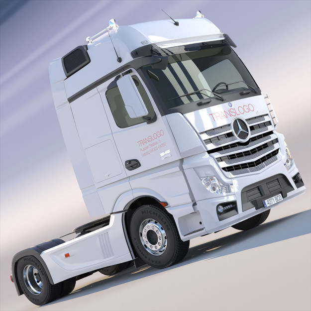 Mercedes Actros MP4 GigaSpace with 5 semitrailers 3D model_2