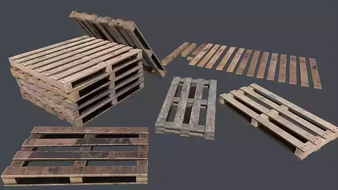 wood pallets Low-poly 3D model