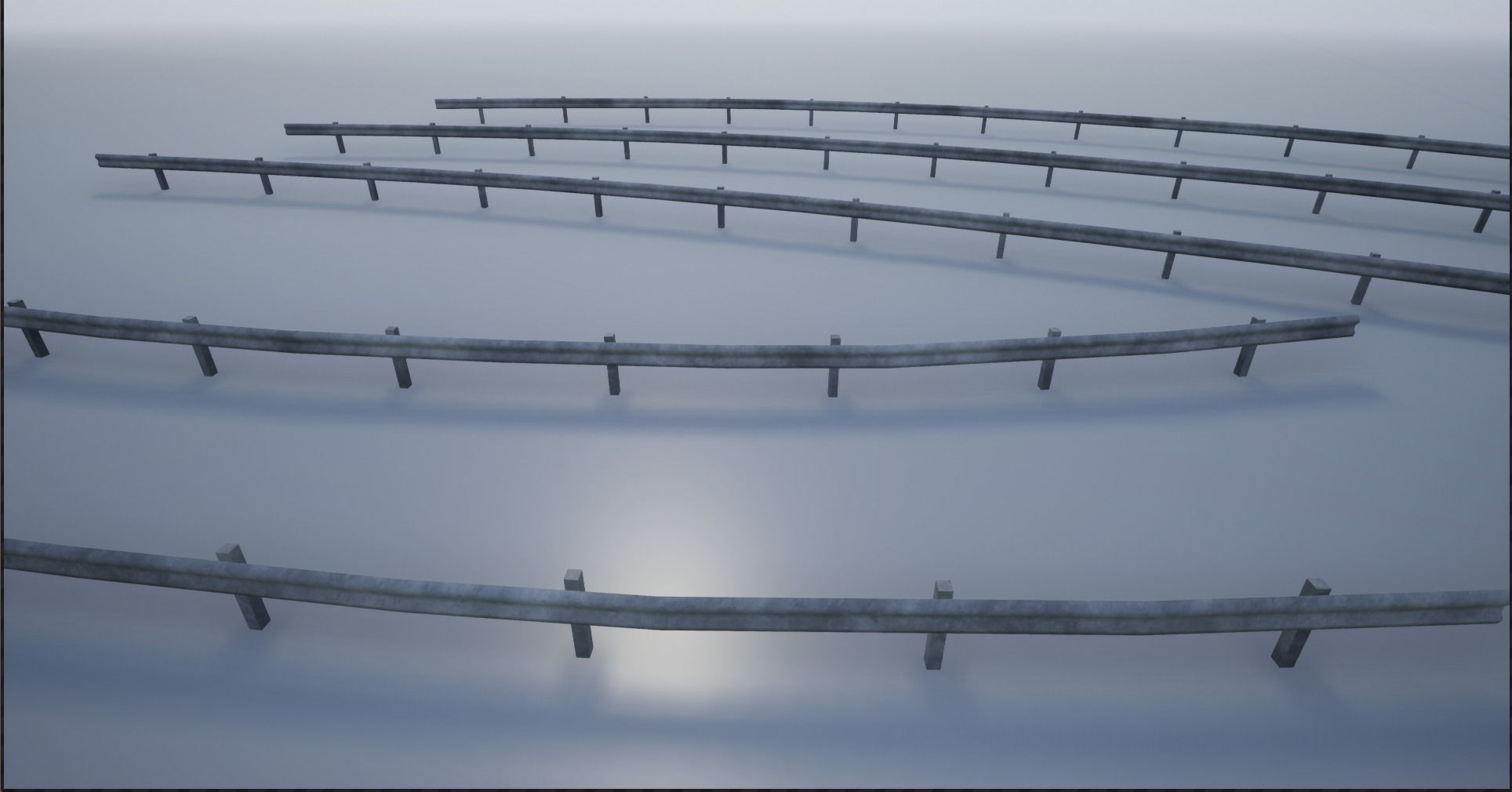Modular Highway Protective Barriers Low-poly 3D model_8