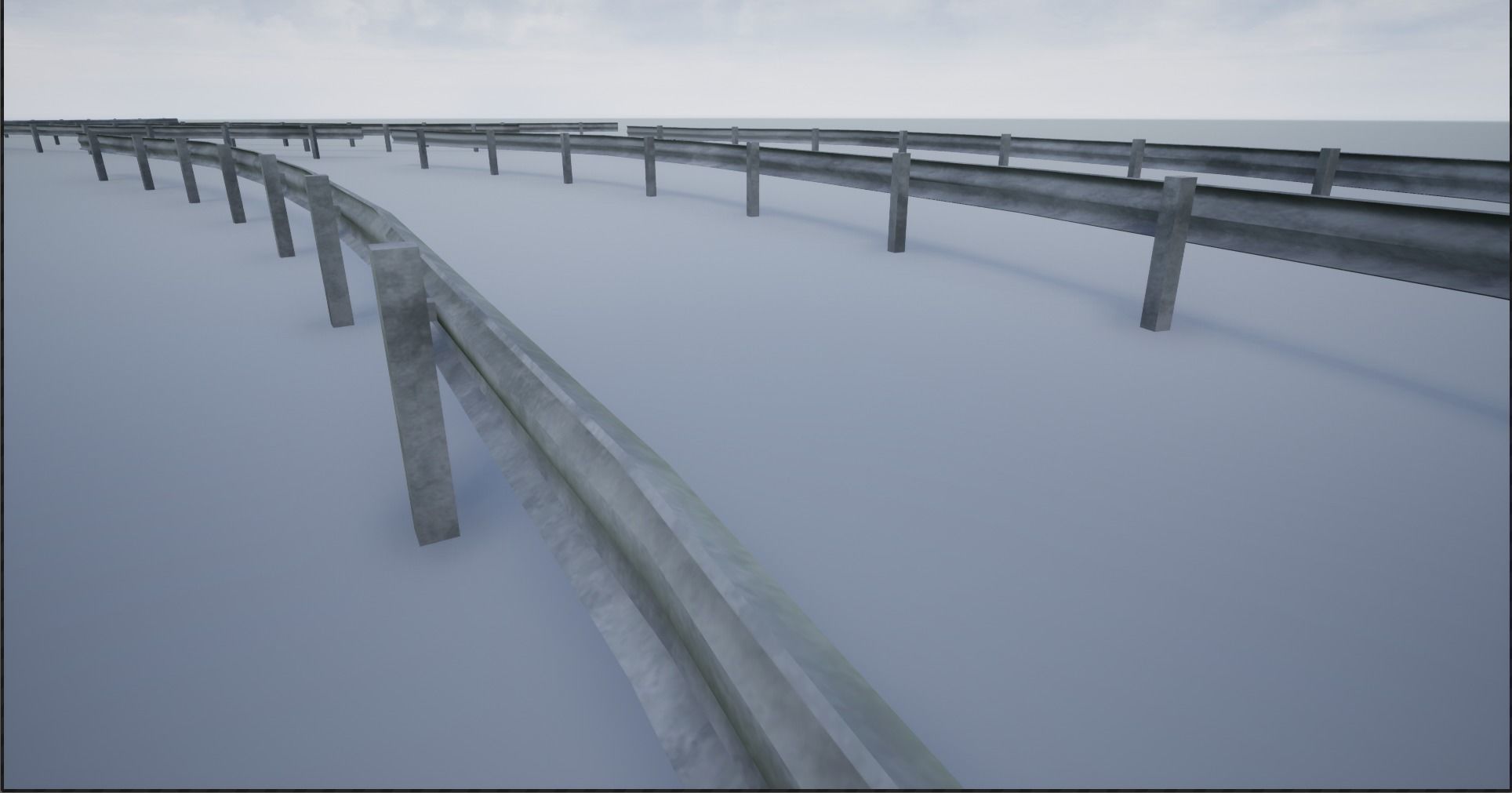 Modular Highway Protective Barriers Low-poly 3D model_11
