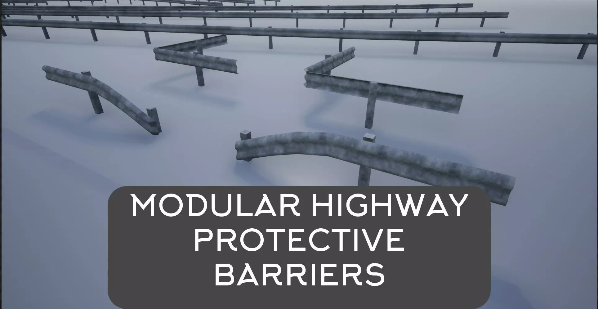 Modular Highway Protective Barriers Low-poly 3D model_0