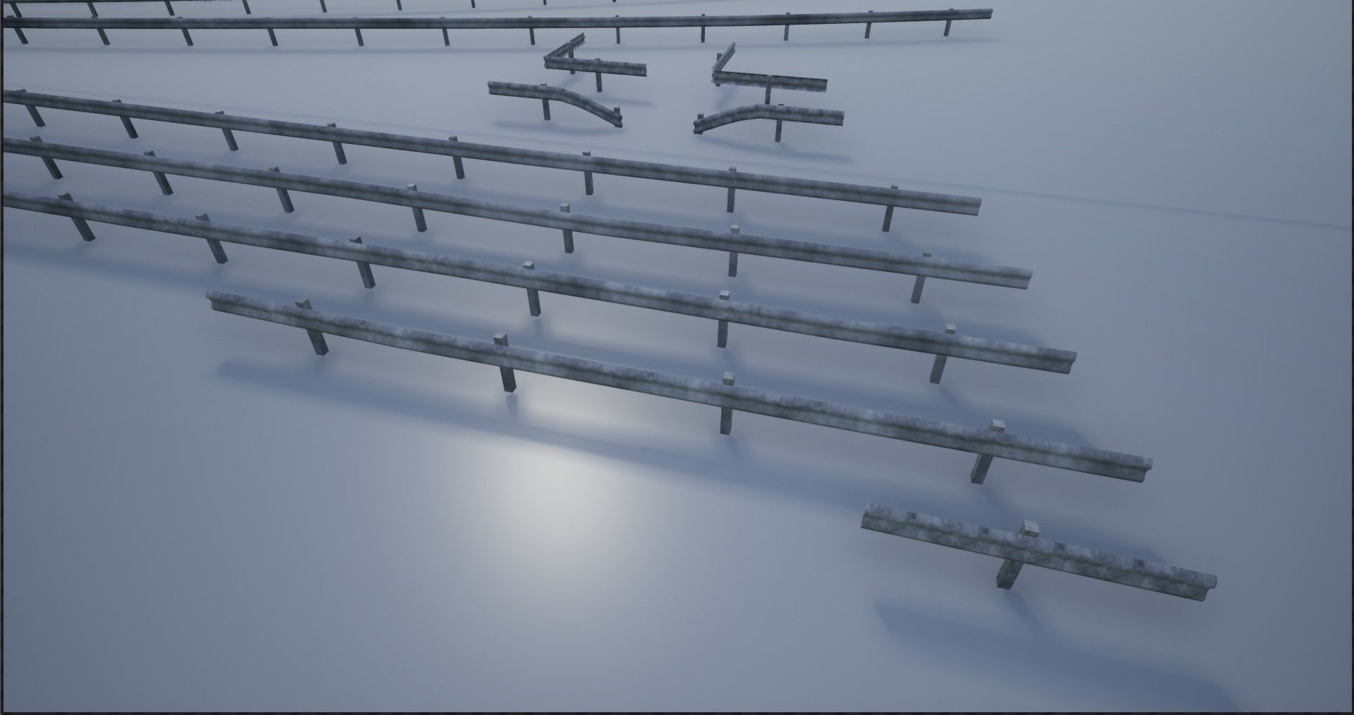Modular Highway Protective Barriers Low-poly 3D model_18