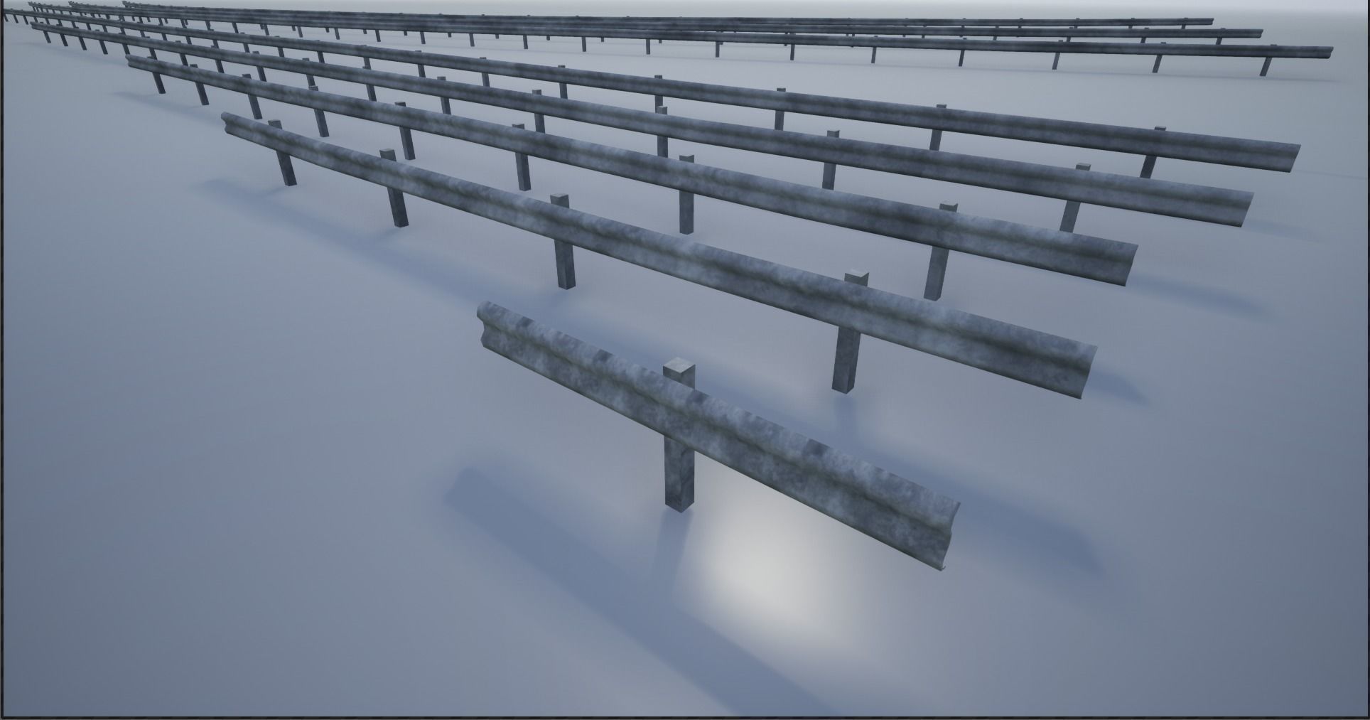 Modular Highway Protective Barriers Low-poly 3D model_1