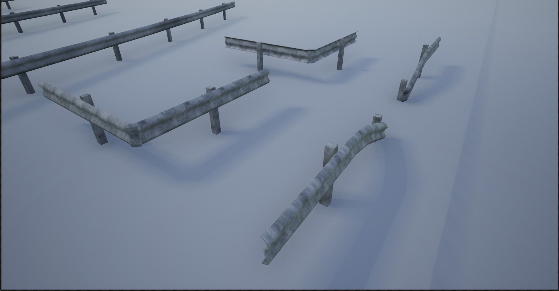 Modular Highway Protective Barriers Low-poly 3D model_5