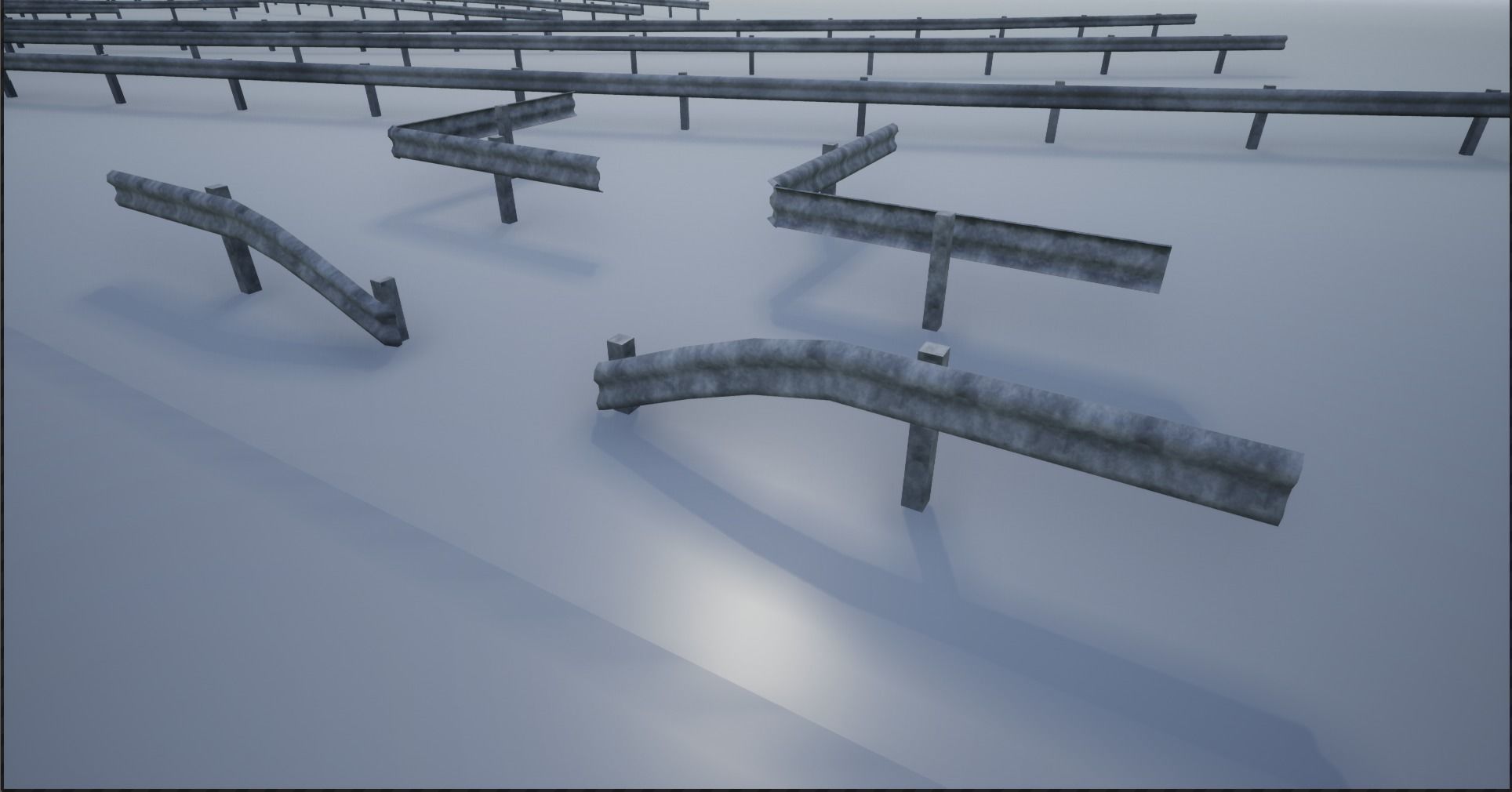 Modular Highway Protective Barriers Low-poly 3D model_4