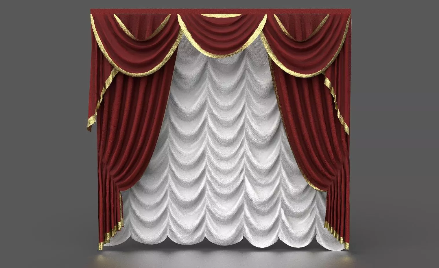 CURTAINS 3 curtain Low-poly 3D model_0