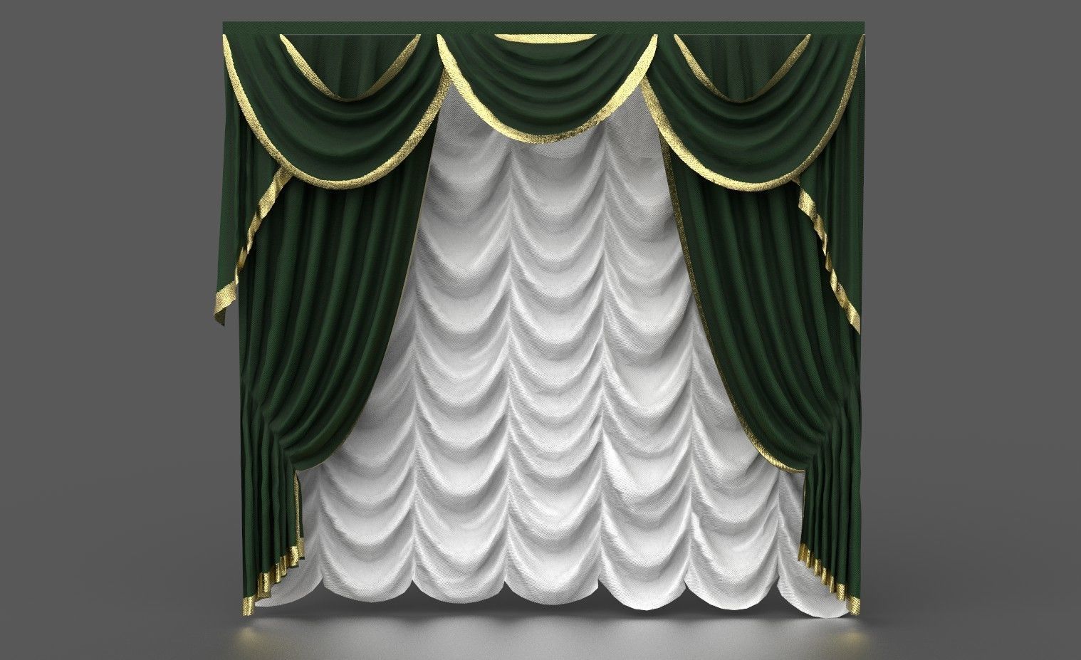 CURTAINS 3 curtain Low-poly 3D model_1