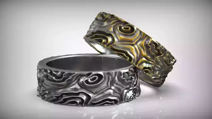 Wind East  Asian Traditional Ornament Wedding Band 3D print model