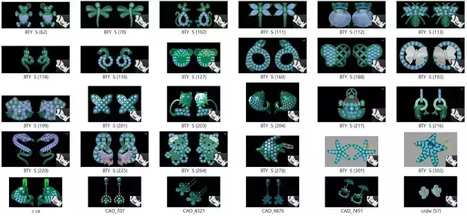 100 Animal Earrings 3dm models 