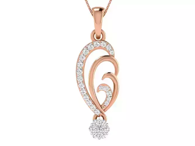 Women pendant-earrings set 3dm stl render detail