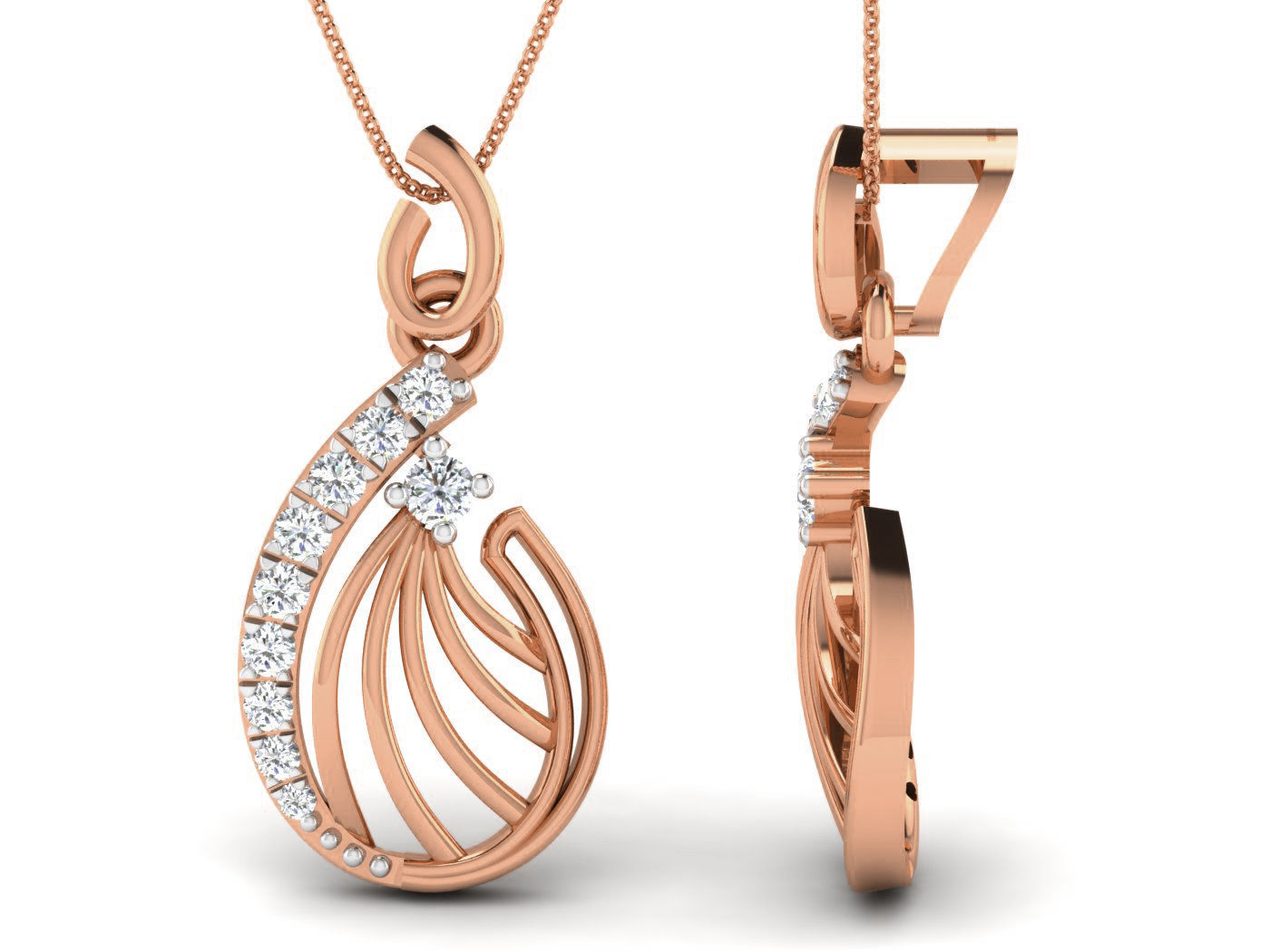 Women pendant-earrings set 3dm stl render detail 3D print model_4