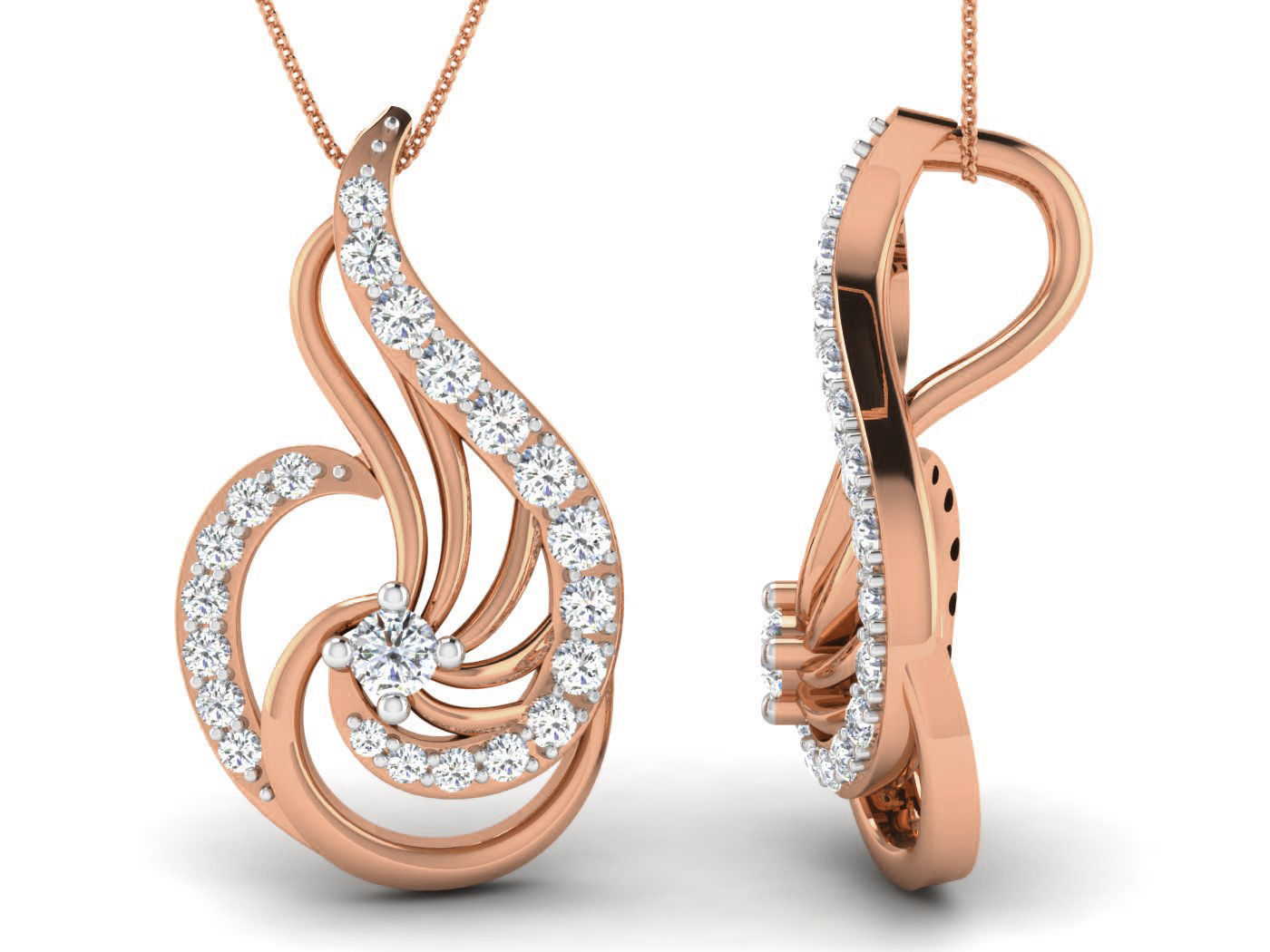 Women pendant-earrings set 3dm stl render detail 3D print model_4