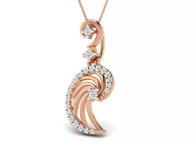 Women pendant-earrings set 3dm stl render detail