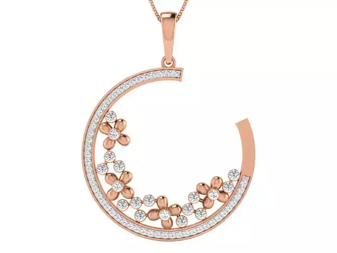 Women pendant-earrings set 3dm stl render detail