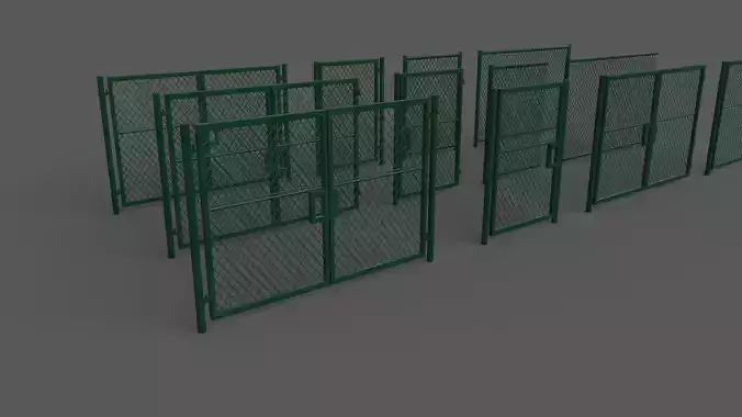 PBR Chain Link Fence For Court E Low-poly 3D model