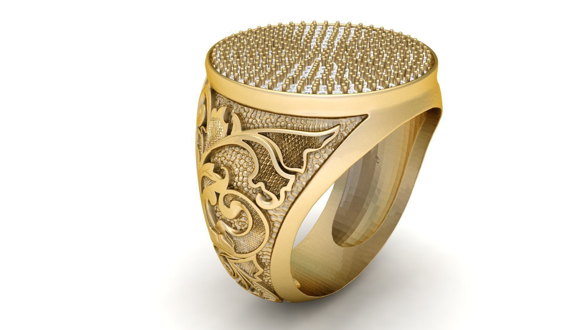 Stylish Filigree Gents Ring  3D print model_1