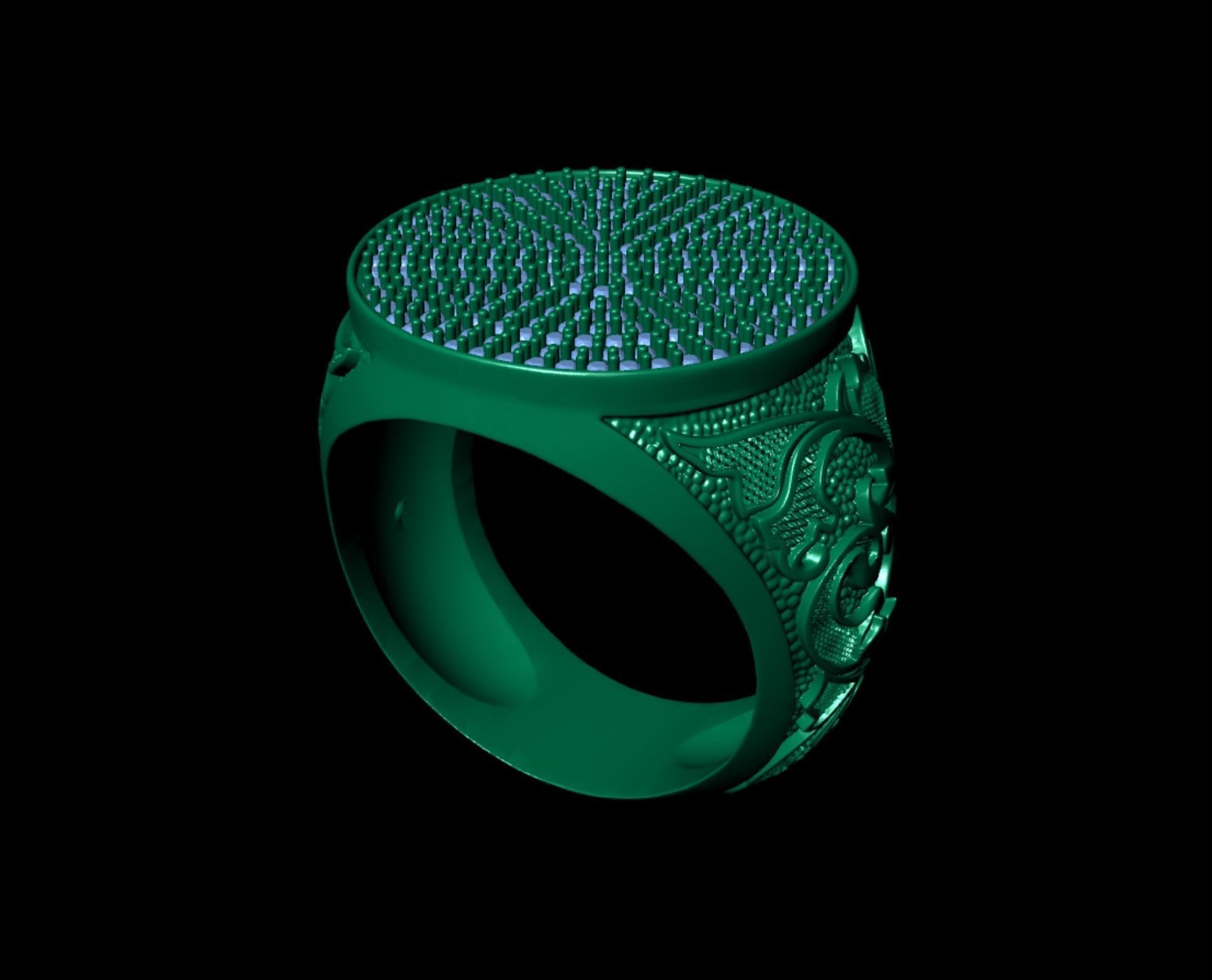 Stylish Filigree Gents Ring  3D print model_12