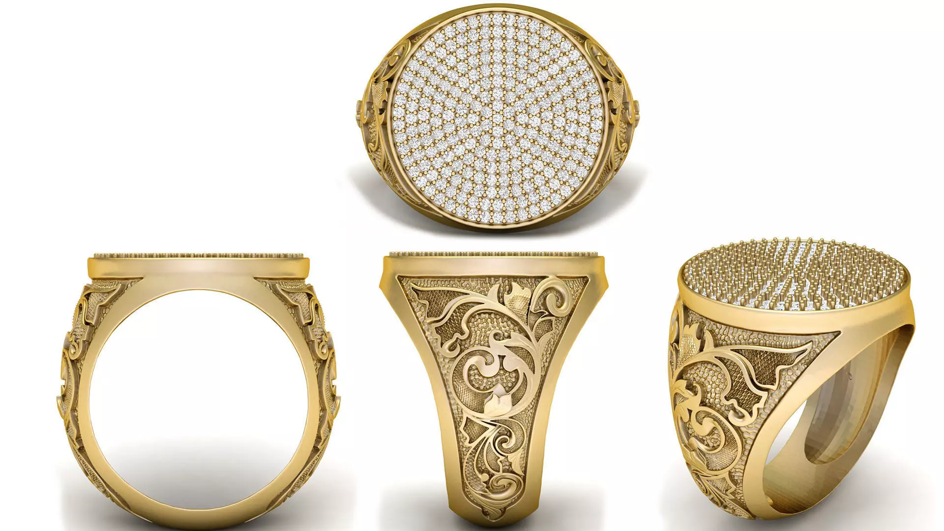 Stylish Filigree Gents Ring  3D print model_0