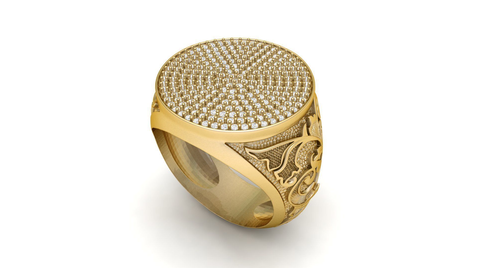 Stylish Filigree Gents Ring  3D print model_2