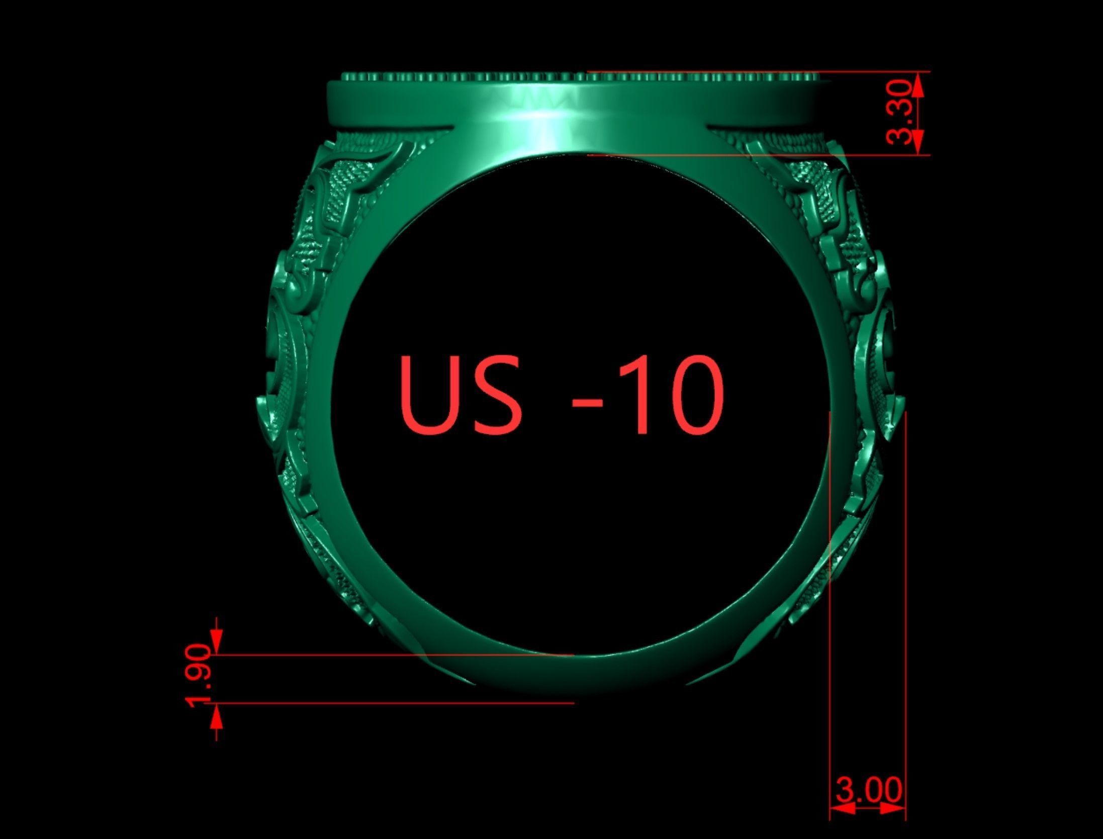 Stylish Filigree Gents Ring  3D print model_10