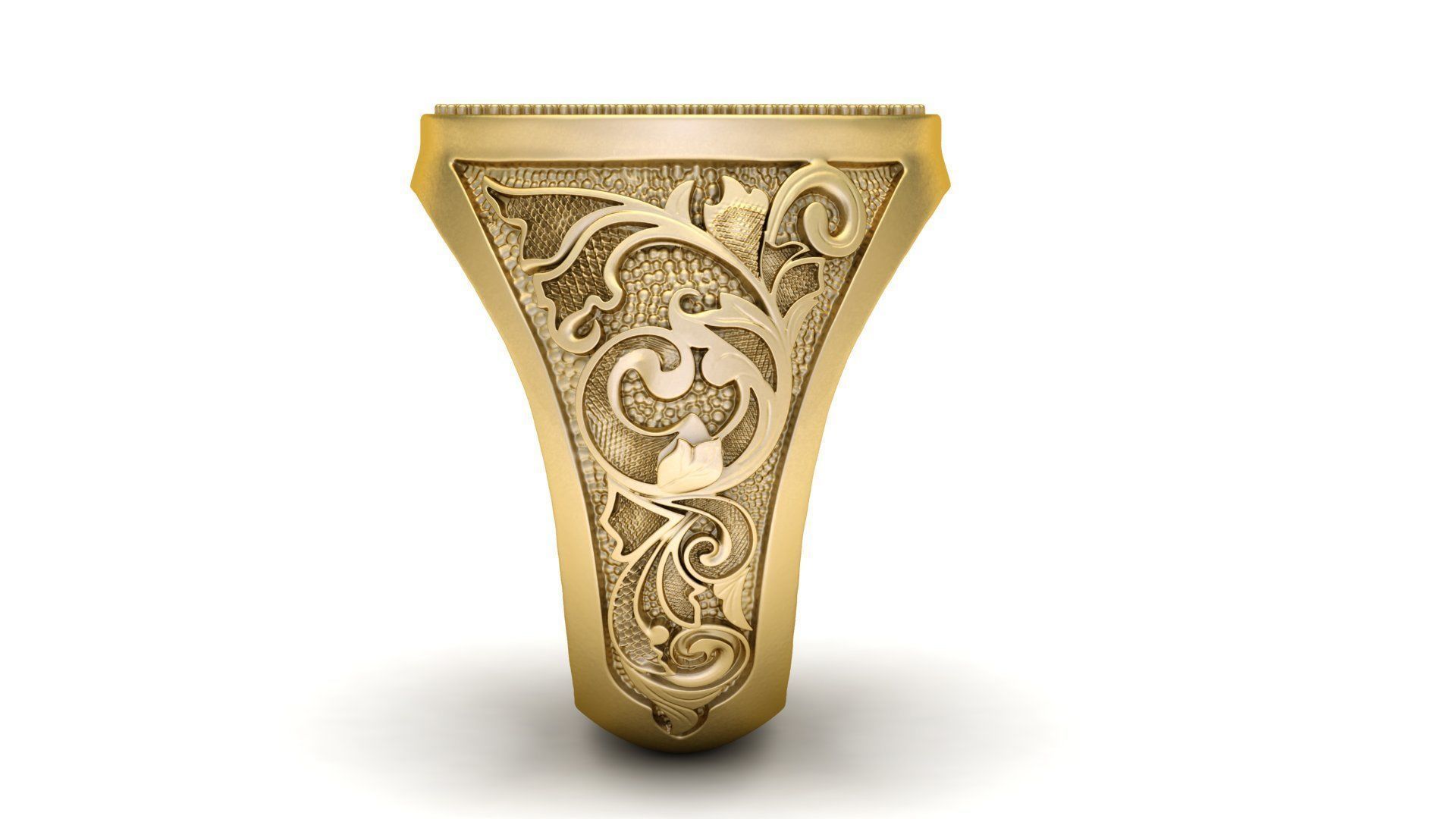 Stylish Filigree Gents Ring  3D print model_7