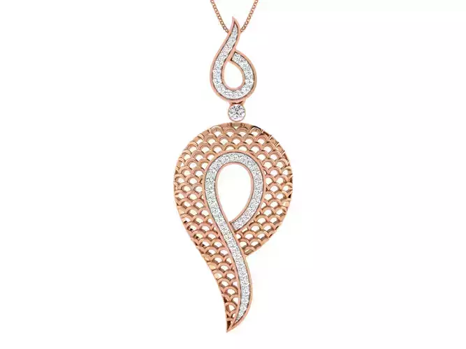 Women pendant-earrings set 3dm stl render detail