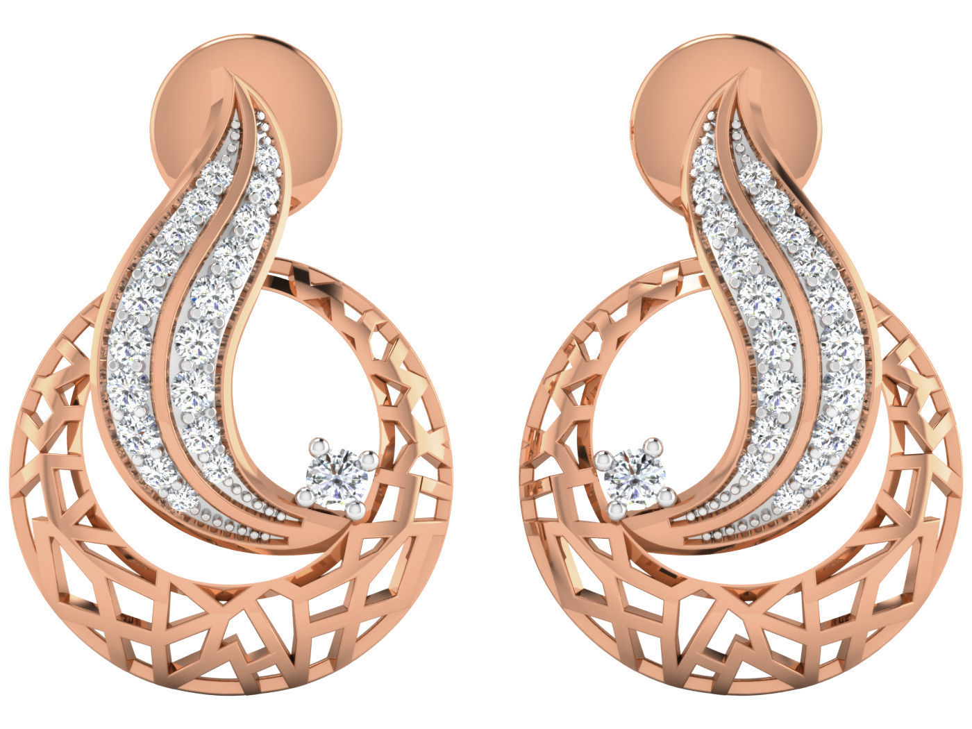 Women pendant-earrings set 3dm stl render detail 3D print model_1