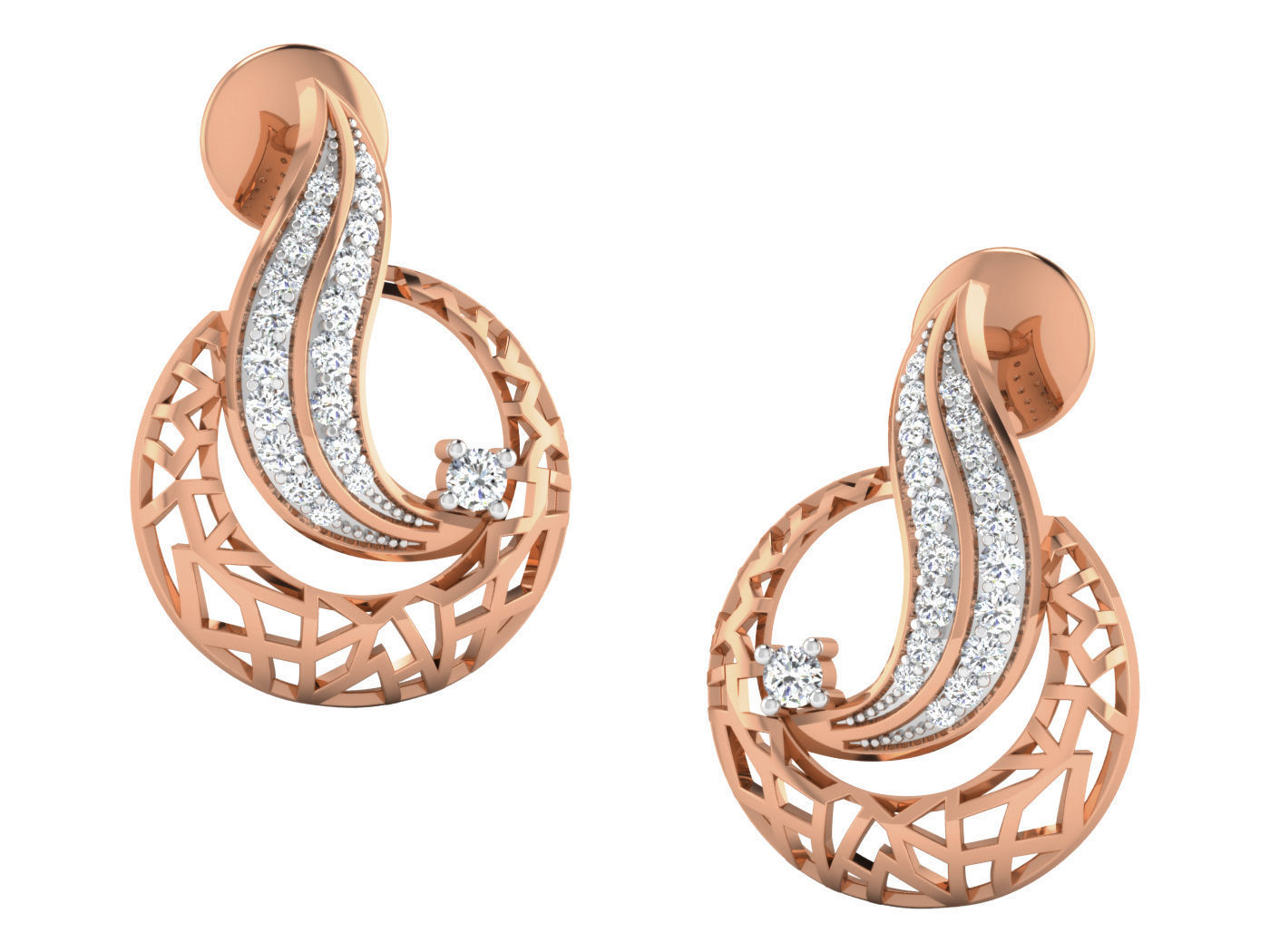 Women pendant-earrings set 3dm stl render detail 3D print model_2