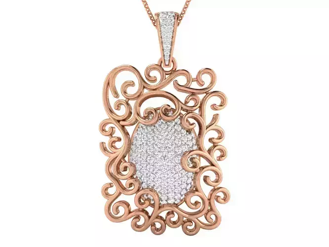 Women pendant-earrings set 3dm stl render detail